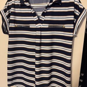 Striped Navy and White Women's Blouse